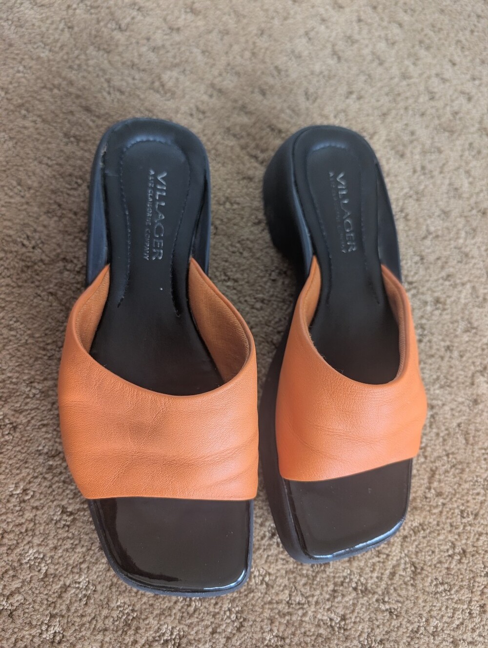 Villager By Liz Claiborne Size 7, Orange Slide sandals.